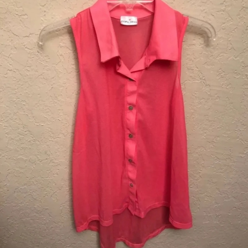 Size small button up tank top with collar